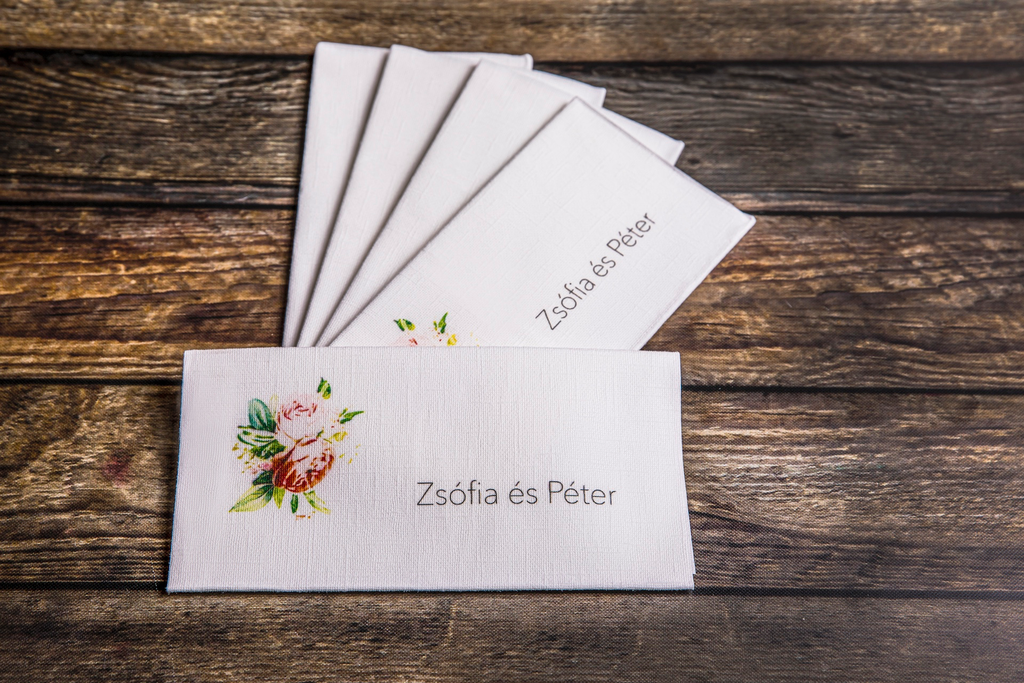 Esküvő - "RÓZSA" textilhatású 1/8-os szalvéta, 10 db-tól