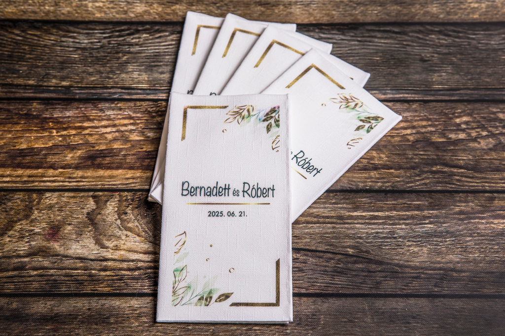 Esküvő - "SZEPTEMBER" textilhatású 1/8-os szalvéta, 10 db-tól