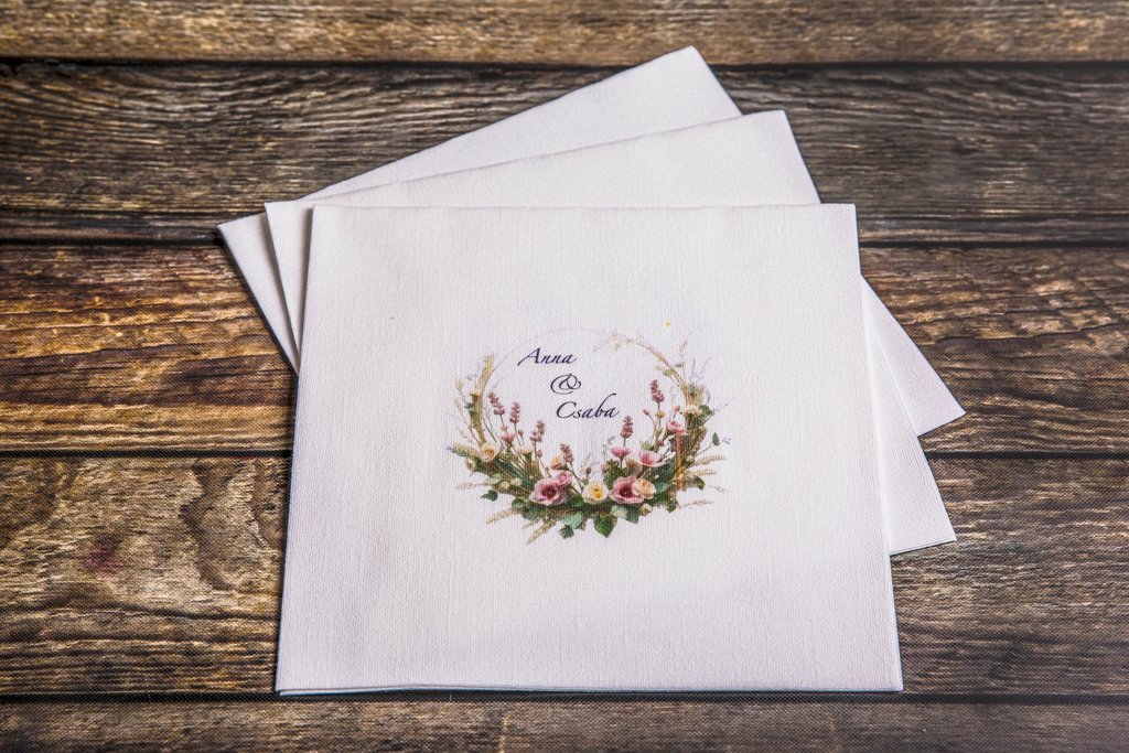 Esküvő - "AUGUSZTUS" textilhatású szalvéta, 10 db-tól