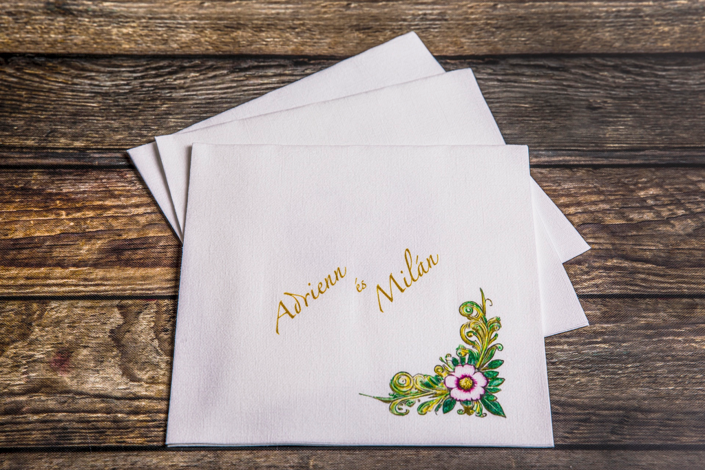 Esküvő - "CSOKOR" textilhatású szalvéta, 10 db-tól