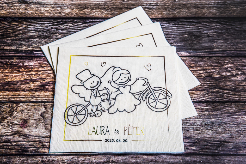 Esküvő - "FUNNY" textilhatású szalvéta, 10 db-tól